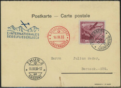 1. Segelluftpost Jungfraujoch 1935 (16. Sept.): Karte entw. mit rotem ...