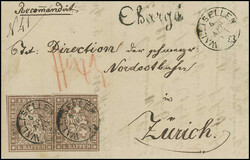 WALLISELLEN, 1861: Attraktiver Charge-Faltbrief mit zwei als Paar ...