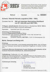 1854: Lot zwei Strubelmarken auf Streifband, resp. Briefstück der 3. ...