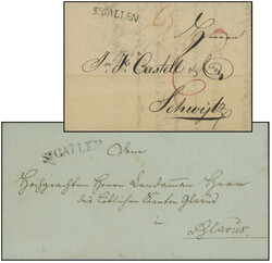 1809/54: Gute Partie mit 21 Vorphilabelegen u. BoM aus dem Kanton St. ...