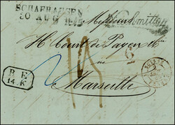 1845: Portobrief vom 30. August 1845 von Schaffhausen mit zweilinigem ...