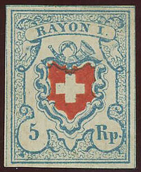 Type 19 C2/LU, farbfr. u. allseits gleichmässig breitrandig, rücks. ...