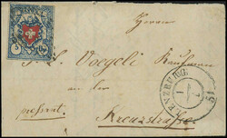 Type 15 B2/LU mit 5/12 der Kreuzeinfassung u. zahlreiche blaue Punkte ...