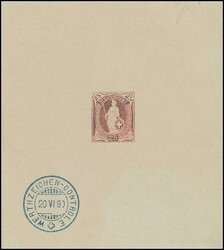 1890: Vorlageblatt der Schweiz. Postverwaltung, Probeabzug einer ...