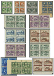 1922-1950: Schöne komplette, gestempelte Viererblocksammlung mit ...