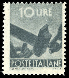 1946 - 10 lire Democratica, falso per posta di Milano (F558), gomma ...