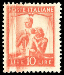 1947 - 10 lire arancio Democratica, stampa evanescente (559g), gomma ...