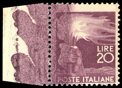 1945 - 20 lire Democratica (561), ampia macchia di colore che ...