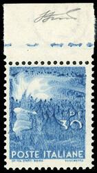 1947 - 30 lire Democratica (563), stampa impastata della vignetta e ...