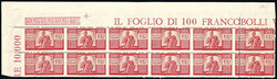 1946 - 100 lire Democratica, I lastra, dent. 14 1/4 x 14 1/4 (565), ...