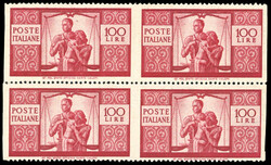 1946 - 100 lire Democratica, I lastra, dent. 14 1/4 x 14 1/4, carta ...