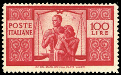 1946 - 100 lire Democratica, I lastra, dent. 14 x 13 1/2, carta ...
