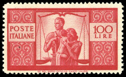 1946 - 100 lire Democratica, I lastra, dent. 14 x 13 1/4, carta ...