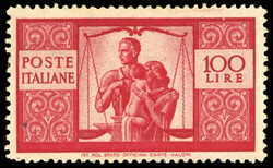 1946 - 100 lire Democratica, II lastra, dent. 14 x 13 1/4, carta ...