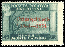 GOVERNO DI LONDRA 1954 - 45 g. soprastampa vermiglio (7), nuovo, ...
