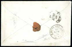 1860 - Busta non affrancata da Piacenza 21/9/1860 a Parma, tassata 20 ...
