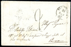 1860 - Busta non affrancata da Piacenza 21/9/1860 a Parma, tassata 20 ...