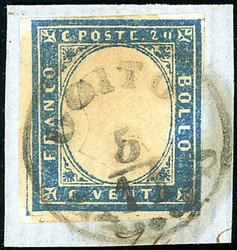 GOITO, punti 13 - 20 cent. (15B), perfetto, su frammento del ...