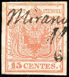 MIRANO, a penna punti 13 + SI Ig - 15 cent. (3), perfetto, annullato ...