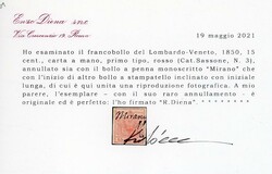 MIRANO, a penna punti 13 + SI Ig - 15 cent. (3), perfetto, annullato ...