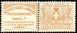 1936 - 1 lire Istituto Assicurazioni (13), nuovo, gomma originale ...