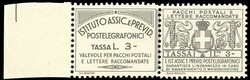 1936 - 3 lire Istituto Assicurazioni (15), bordo di foglio a sinistra ...