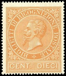 1874 - 10 cent. ocra arancio (1), gomma originale integra, perfetto. ...