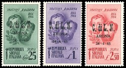 ARONA 1945 - Fratelli Bandiera soprastampati, serie completa (11/13), ...