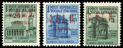 ARONA 1945 - 25 cent., 1 lira e 3 lire Monumenti Distrutti, ...