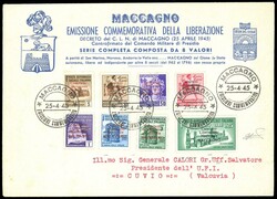 MACCAGNO 1945 - Soprastampati, serie completa (1/8), perfetti, usati ...