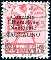 MACCAGNO 1945 - 75 cent. Tamburino, senza filigrana (10), usato, ...