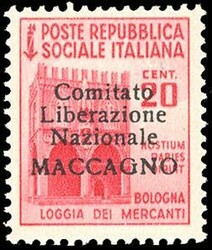MACCAGNO 1945 - 20 cent. Monumenti Distrutti soprastampato, non ...