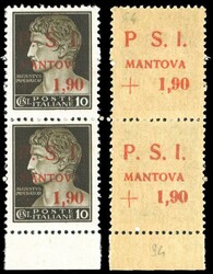 MANTOVA 1945 - 1,90 lire su 10 cent., soprastampa recto-verso, al ...