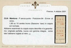 MANTOVA 1945 - 1,90 lire su 10 cent., soprastampa recto-verso, al ...