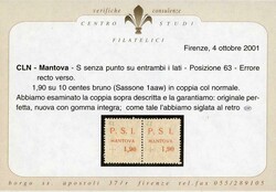 MANTOVA 1945 - 1,90 lire su 10 cent., soprastampa recto-verso, senza ...