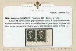 MANTOVA 1945 - 1,85 lire su 15 cent., soprastampa recto-verso , al ...