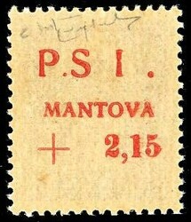 MANTOVA 1945 - 2,15 lire su 35 cent., soprastampa recto-verso, "P.S." ...