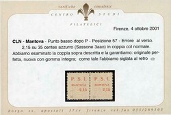 MANTOVA 1945 - 2,15 lire su 35 cent., soprastampa recto-verso, al ...