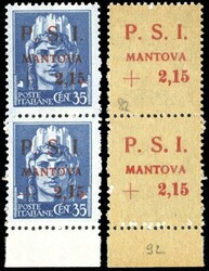 MANTOVA 1945 - 2,15 lire su 35 cent., soprastampa recto-verso, al ...