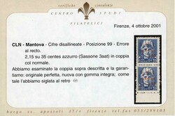 MANTOVA 1945 - 2,15 lire su 35 cent., soprastampa recto-verso, al ...