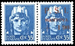 MANTOVA 1945 - 1,90 lire + 35 cent. Imperiale, errore di valore, ...