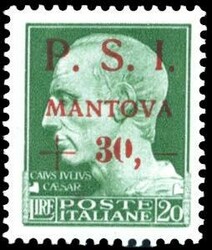 MANTOVA 1945 - 30 + 20 lire Imperiale, varietà di soprastampa "0" di ...