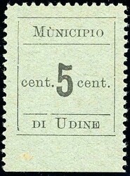 UDINE 1918 - 5 cent. accento sulla "U" di "MUNICIPIO" (1b), nuovo, ...