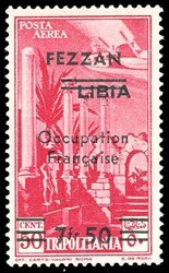OCCUPAZIONE FRANCESE FEZZAN POSTA AEREA 1943 - 7,50 su 50 cent. (2), ...