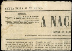 1853 - 9 cent. Gazzette Estere (B1), su giornale completo A Nacao del ...