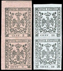1855/57 - 9 cent. violetto grigio e 10 cent. grigio lillaceo (3,4), ...