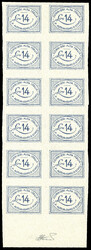 CORALIT 1945 - 14 lire azzurro oltremare (1), blocco di dodici, bordo ...
