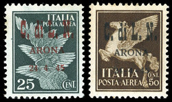 ARONA 1945 - 25 cent. e 50 cent. posta aerea soprastampati (14/15), ...