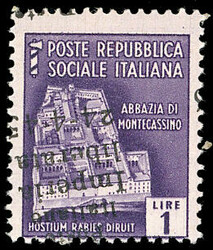 IMPERIA 1945 - 1 lira, soprastampa capovolta e obliqua (8b), gomma ...