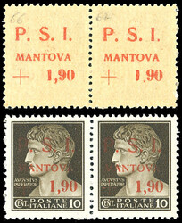 MANTOVA 1945 - 1,90 lire + 10 cent., soprastampa recto verso, al ...